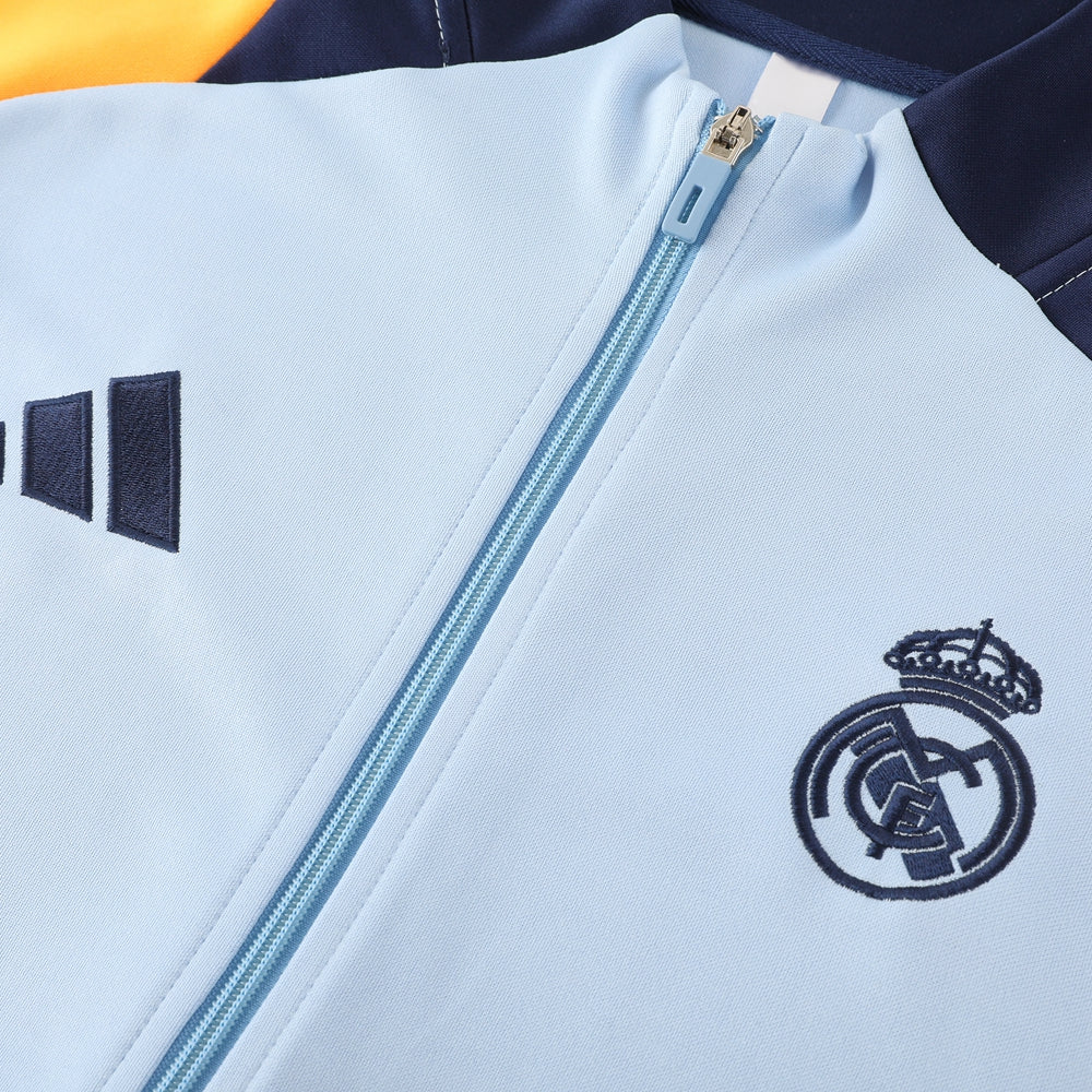 REAL MADRID TRACK-SUIT 2024/25 BLUE-ORANGE WITH FULLY-ZIPPERED