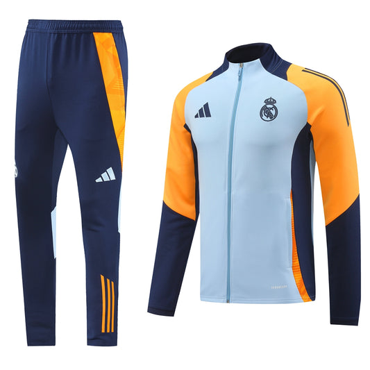 REAL MADRID TRACK-SUIT 2024/25 BLUE-ORANGE WITH FULLY-ZIPPERED